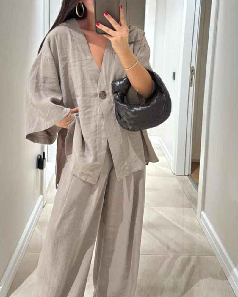 Sienna V-Neck Top &amp; Pants Set