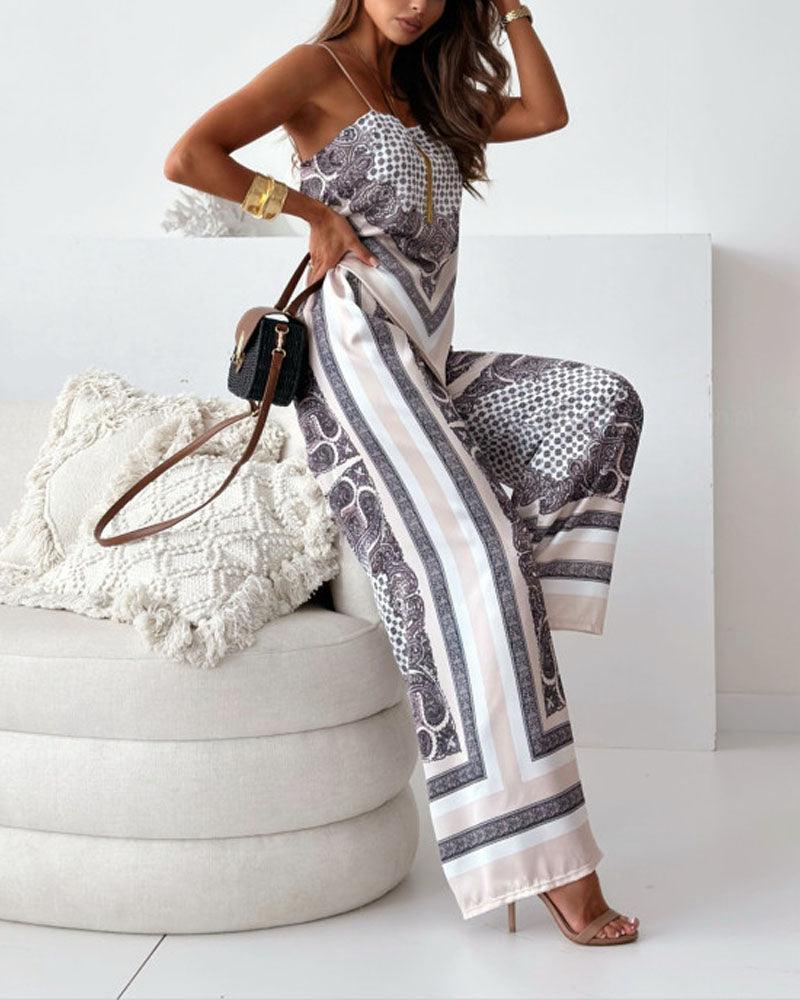 Lila Printed Lace-Up Vest &amp; Pants Set