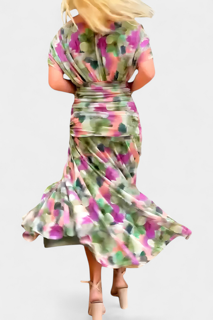 Alora™ | Long Floral Dress with V-Neck