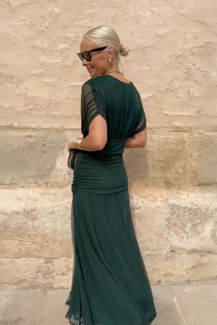 Graceful V-Neck Maxi Dress with an Elegant Party Look