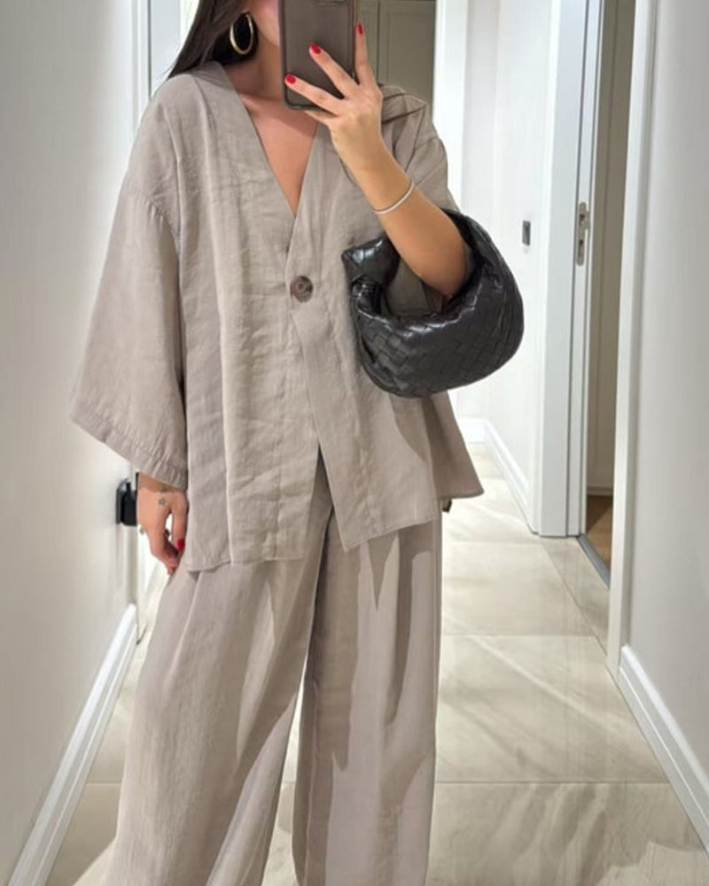 Sienna V-Neck Top &amp; Pants Set