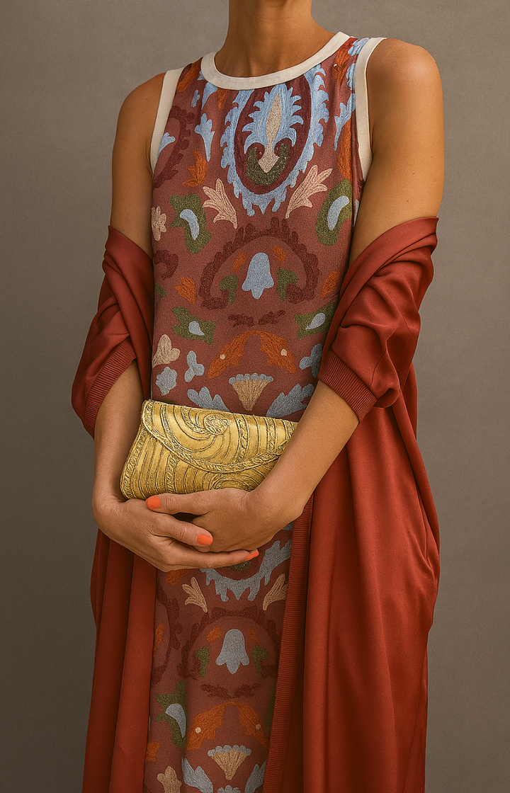 Elina | Printed Maxi Dress &amp; Vest Set