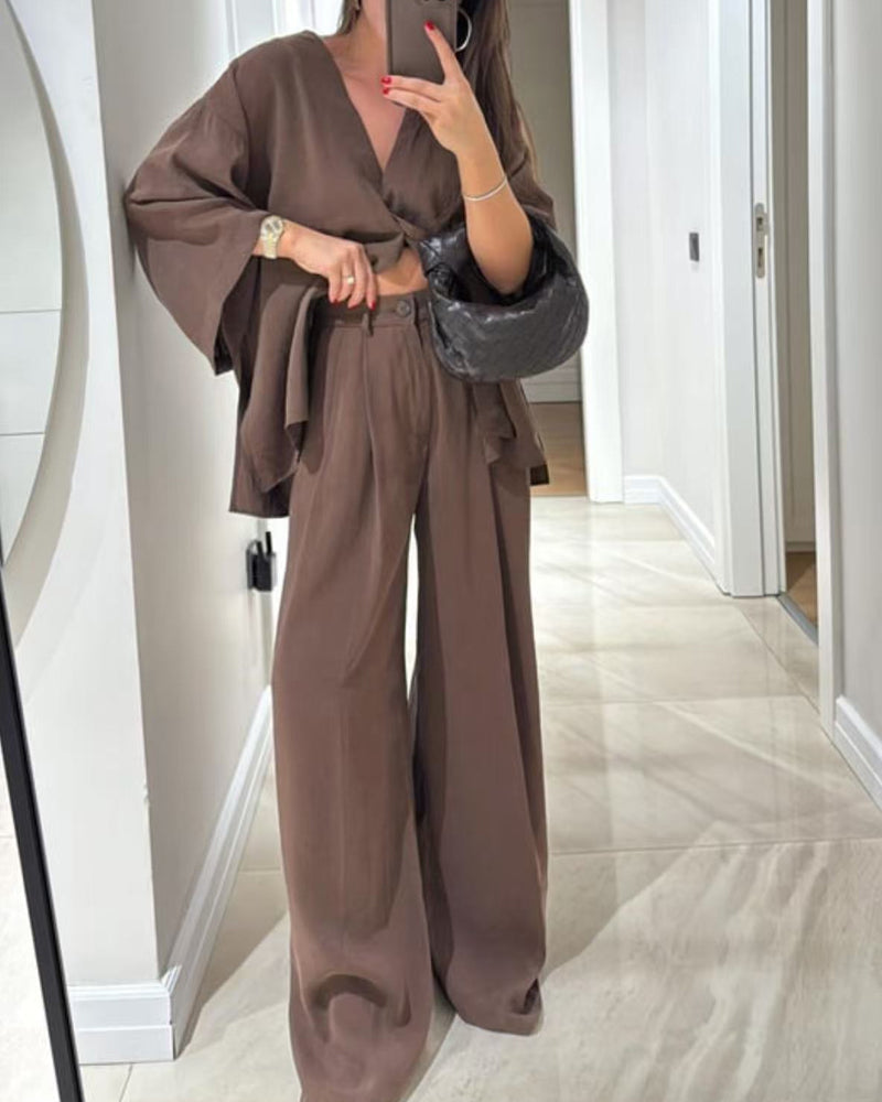 Sienna V-Neck Top &amp; Pants Set