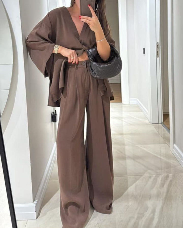 Sienna V-Neck Top &amp; Pants Set