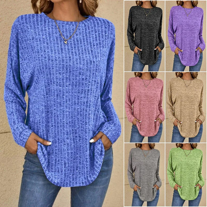 🌸Casual Long Sleeve Knit Sweater Soft Cotton Blend, Loose Fit &amp; Multiple Colors!