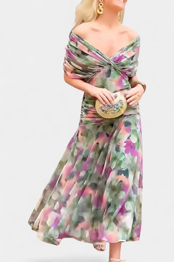 Elise | Long Floral Dress with V-Neck