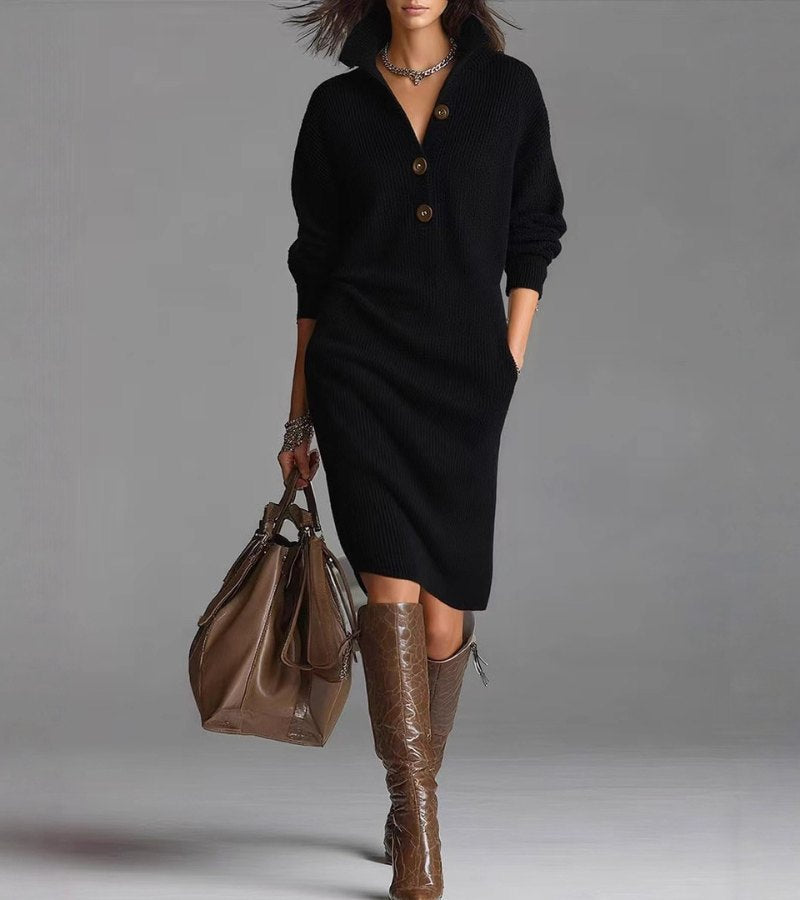 Snow | Elegant Winter Dress with Buttons