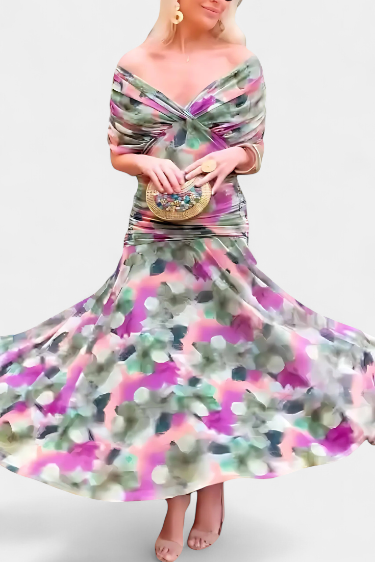 Alora™ | Long Floral Dress with V-Neck
