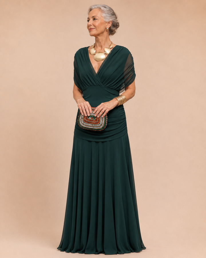 Leona™ | Long Floral Dress with V-Neck