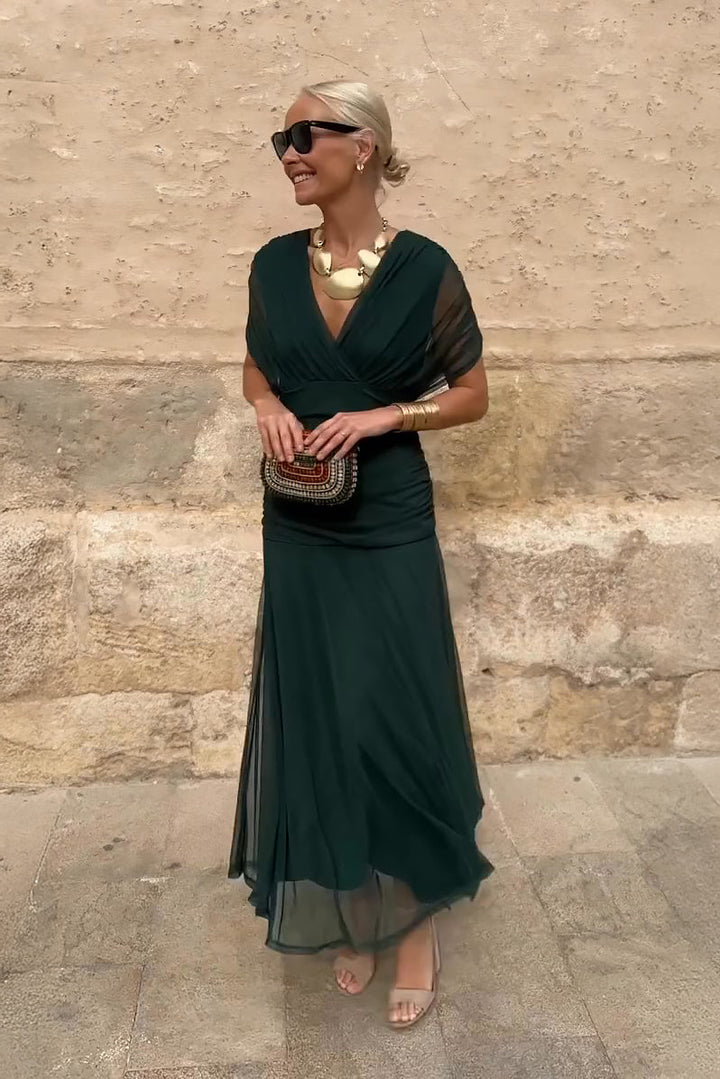 Graceful V-Neck Maxi Dress with an Elegant Party Look