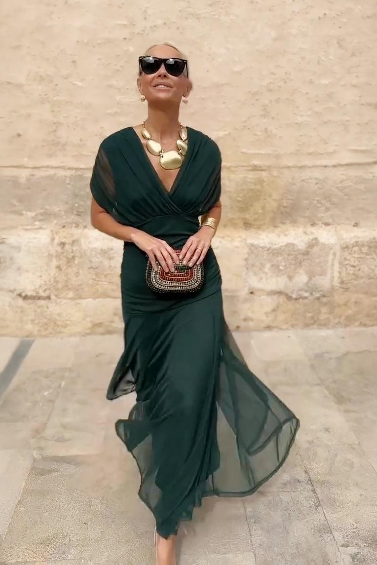 Graceful V-Neck Maxi Dress with an Elegant Party Look