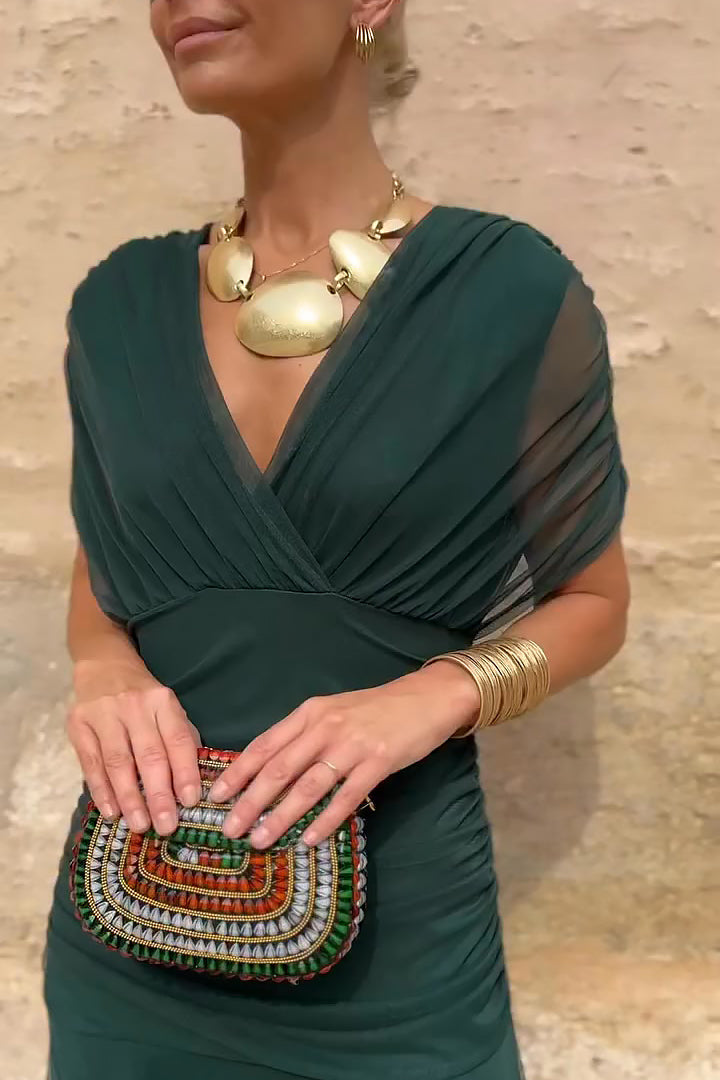 Graceful V-Neck Maxi Dress with an Elegant Party Look