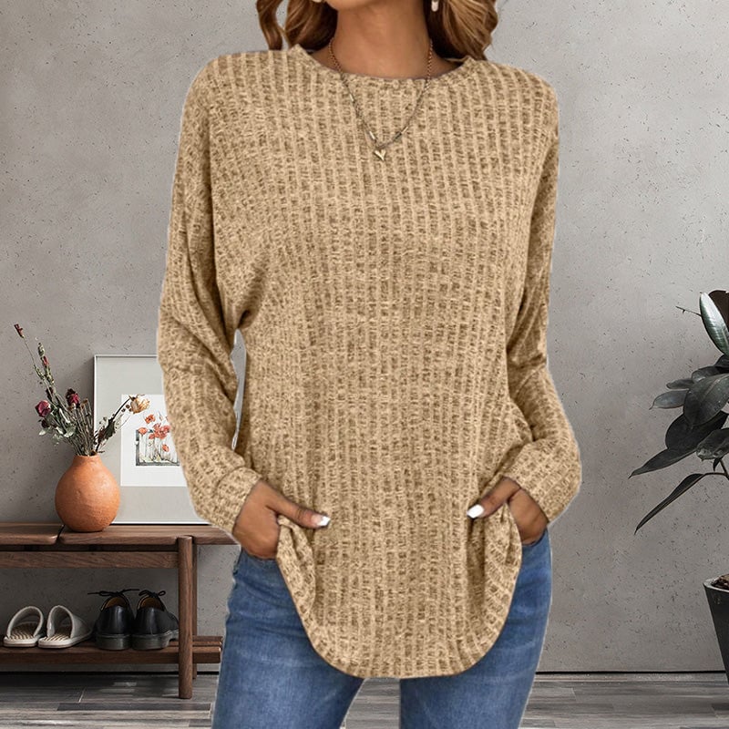 🌸Casual Long Sleeve Knit Sweater Soft Cotton Blend, Loose Fit &amp; Multiple Colors!