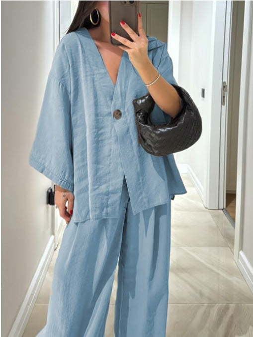 Sienna V-Neck Top &amp; Pants Set