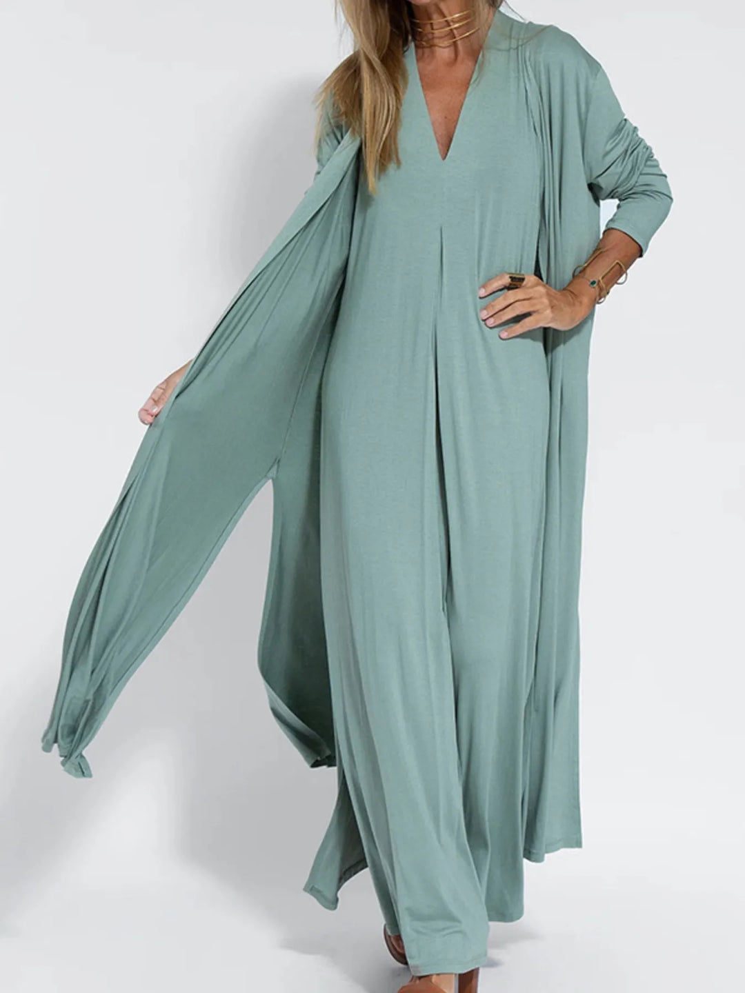 Full Size V-Neck Sleeveless Maxi Dress with Slit Plus Size