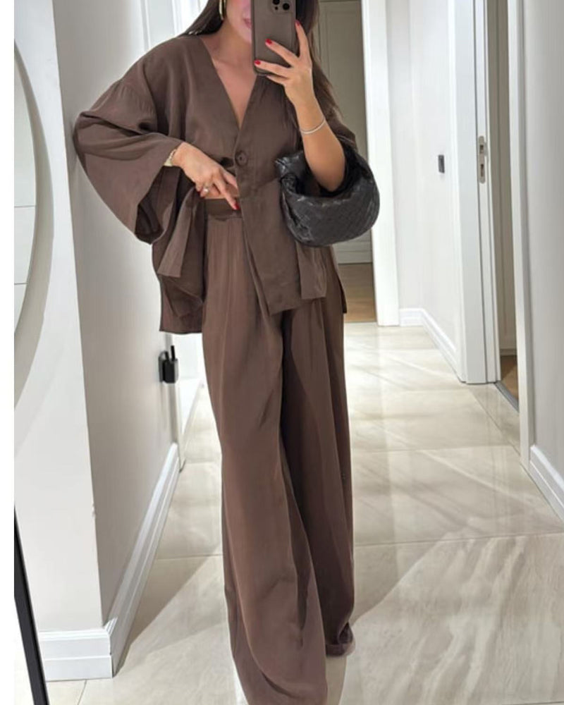 Sienna V-Neck Top &amp; Pants Set