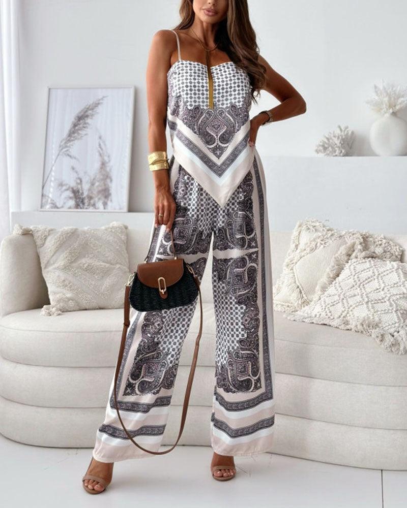 Lila Printed Lace-Up Vest &amp; Pants Set