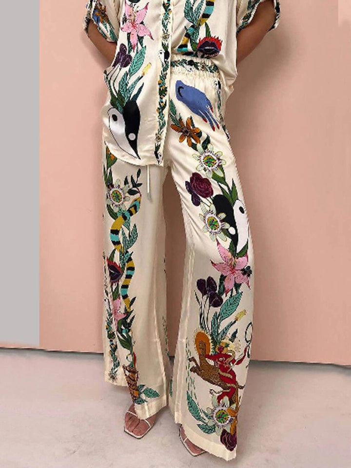 Luca Satin Print Shirt &amp; Trousers Set