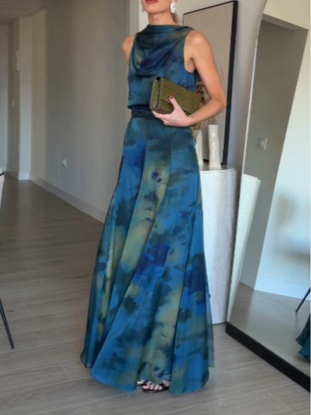 Sienna Tie-Dye Chiffon Tank Top &amp; Skirt Set