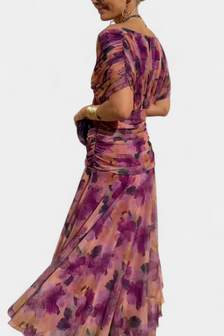 Alora™ | Long Floral Dress with V-Neck