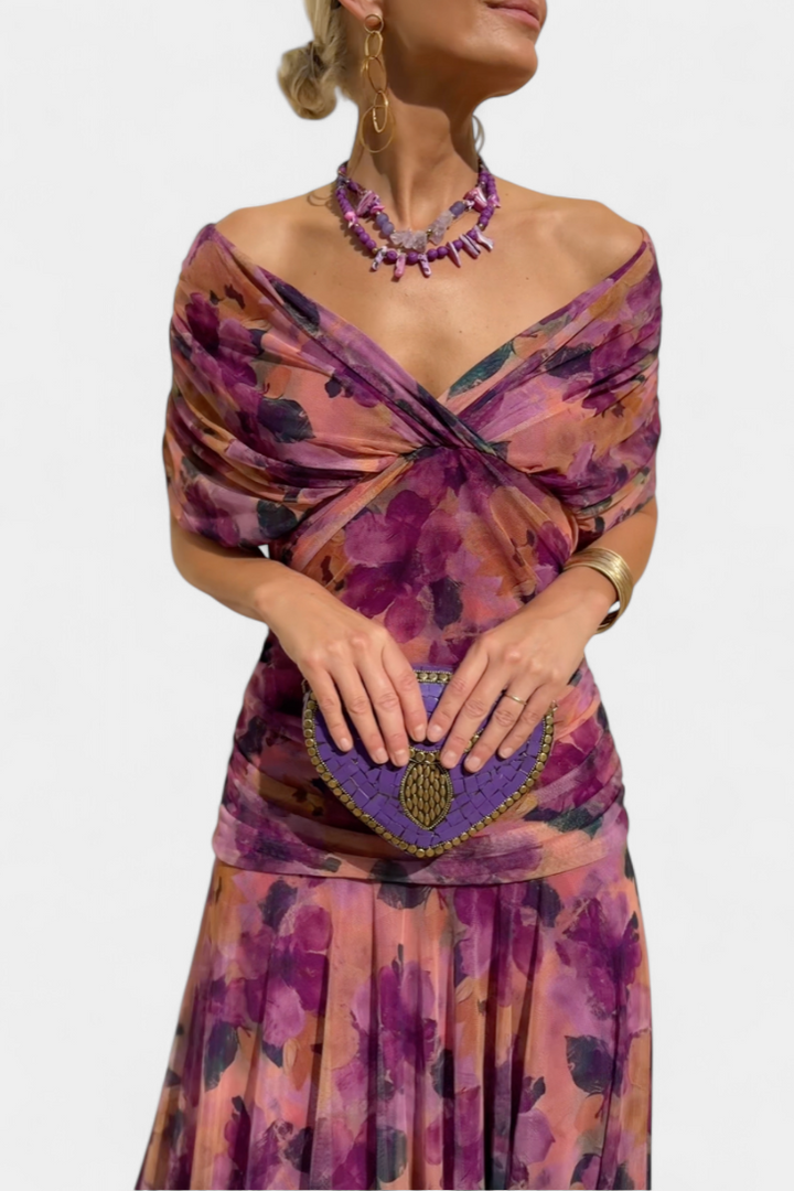 Alora™ | Long Floral Dress with V-Neck