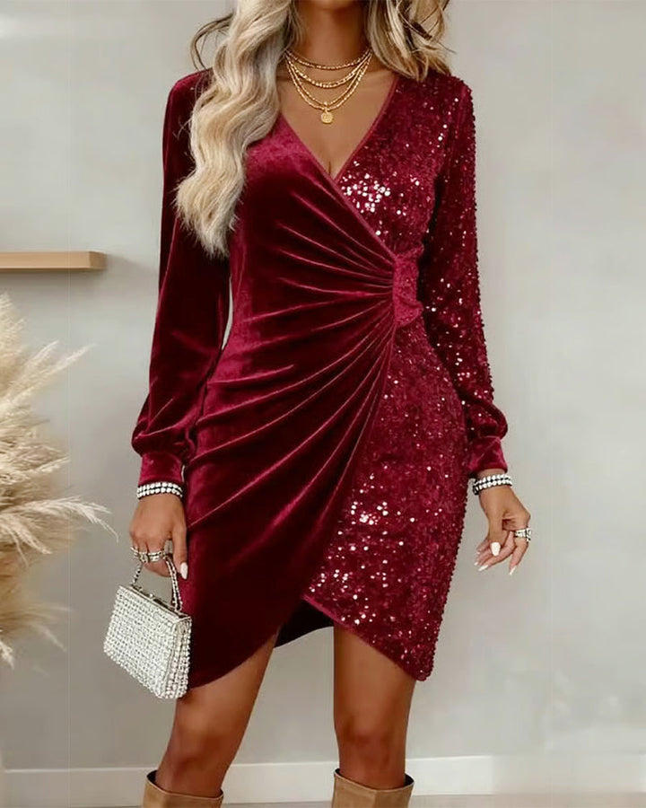 Emilia | Holiday Midi Dress with V-Neck