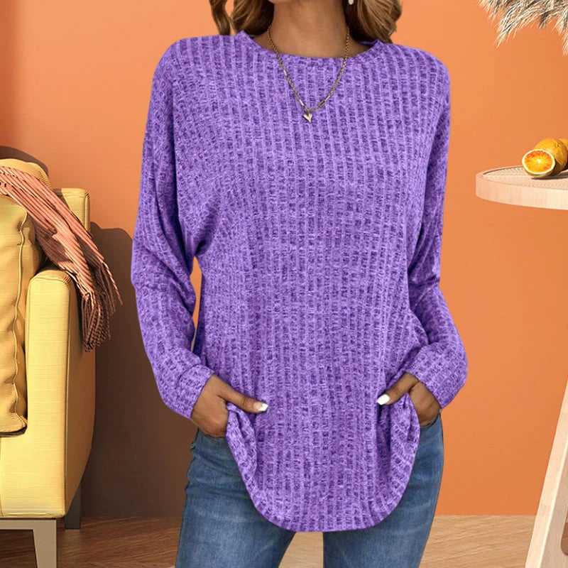 🌸Casual Long Sleeve Knit Sweater Soft Cotton Blend, Loose Fit &amp; Multiple Colors!