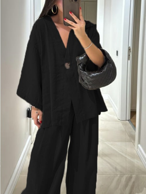 Sienna V-Neck Top &amp; Pants Set