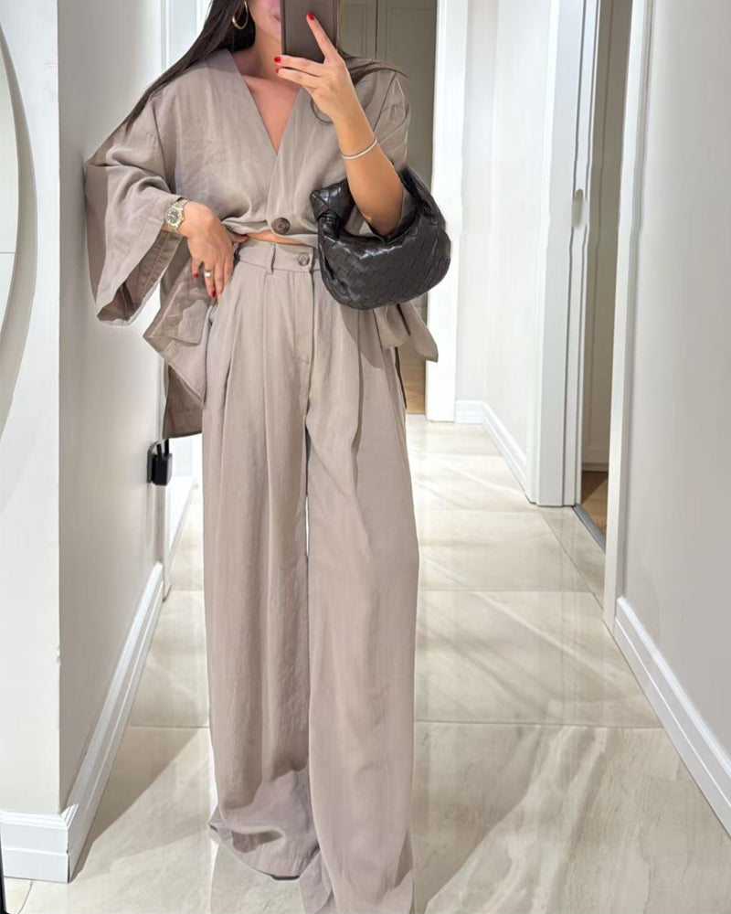 Sienna V-Neck Top &amp; Pants Set