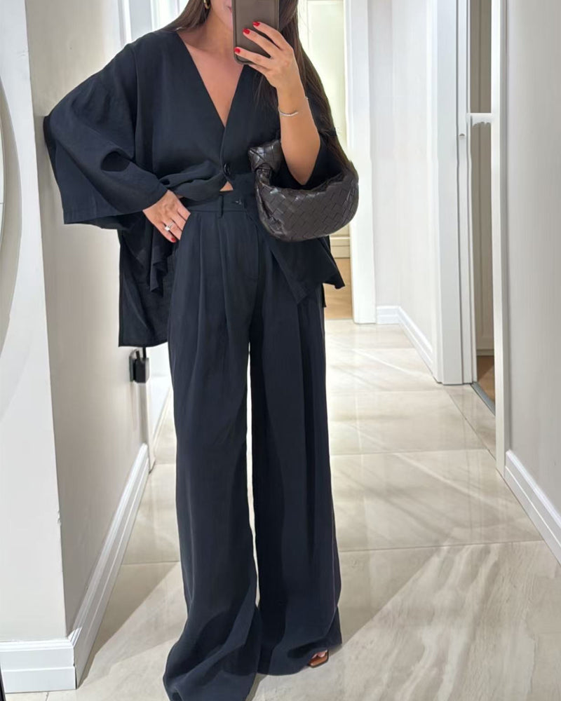 Sienna V-Neck Top &amp; Pants Set