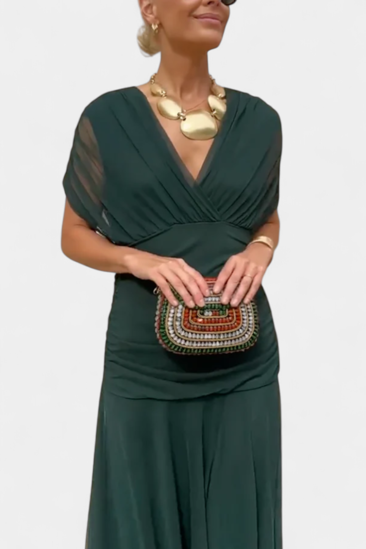 Alora™ | Long Floral Dress with V-Neck