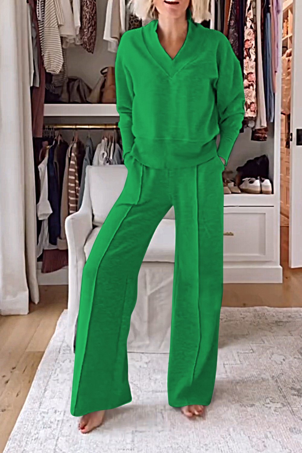 Samantha V-neck Top &amp; Pants Set