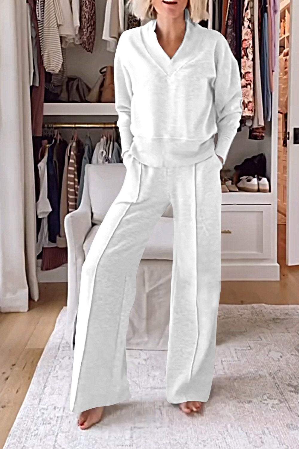 Samantha V-neck Top &amp; Pants Set
