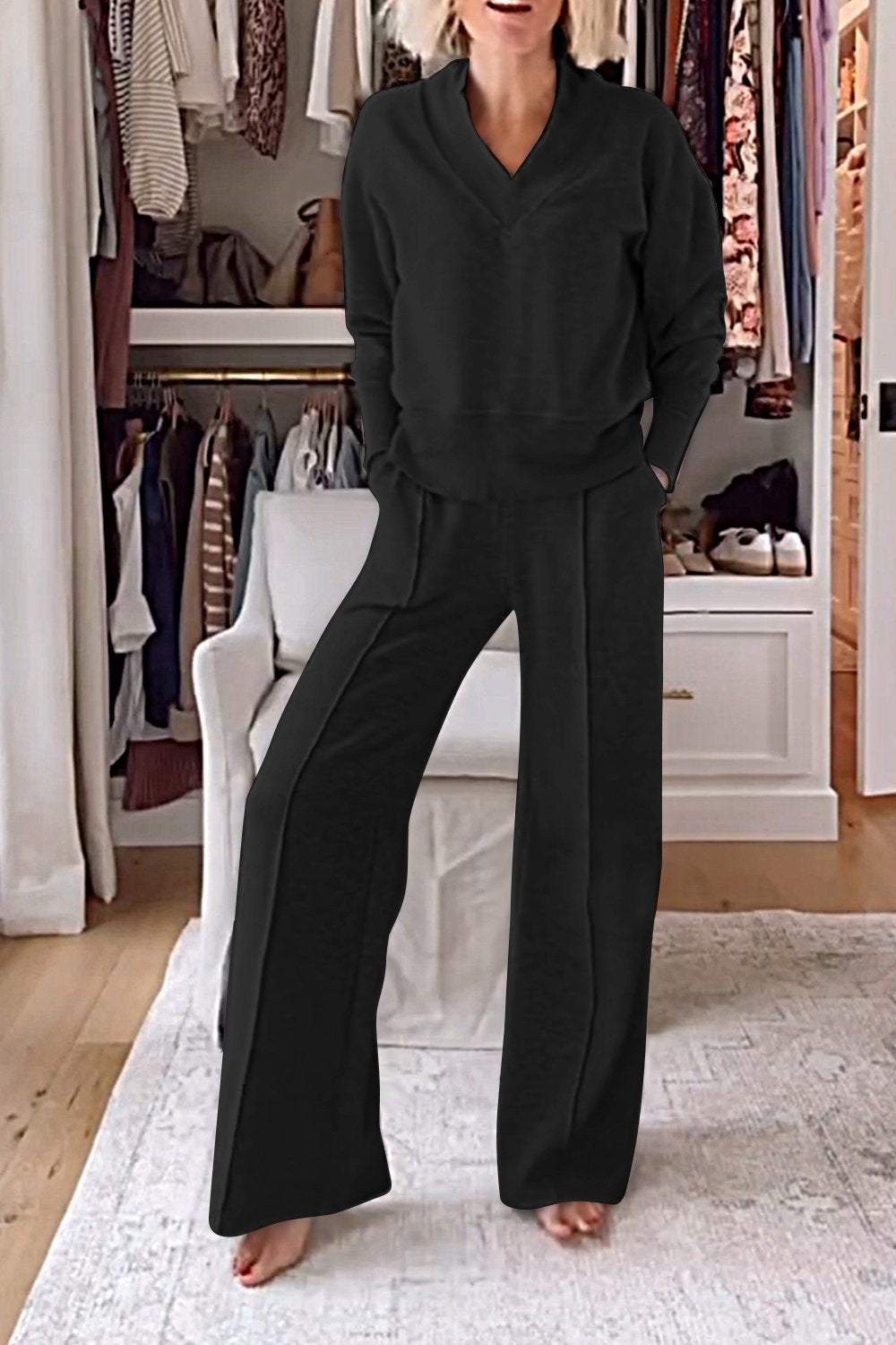 Samantha V-neck Top &amp; Pants Set