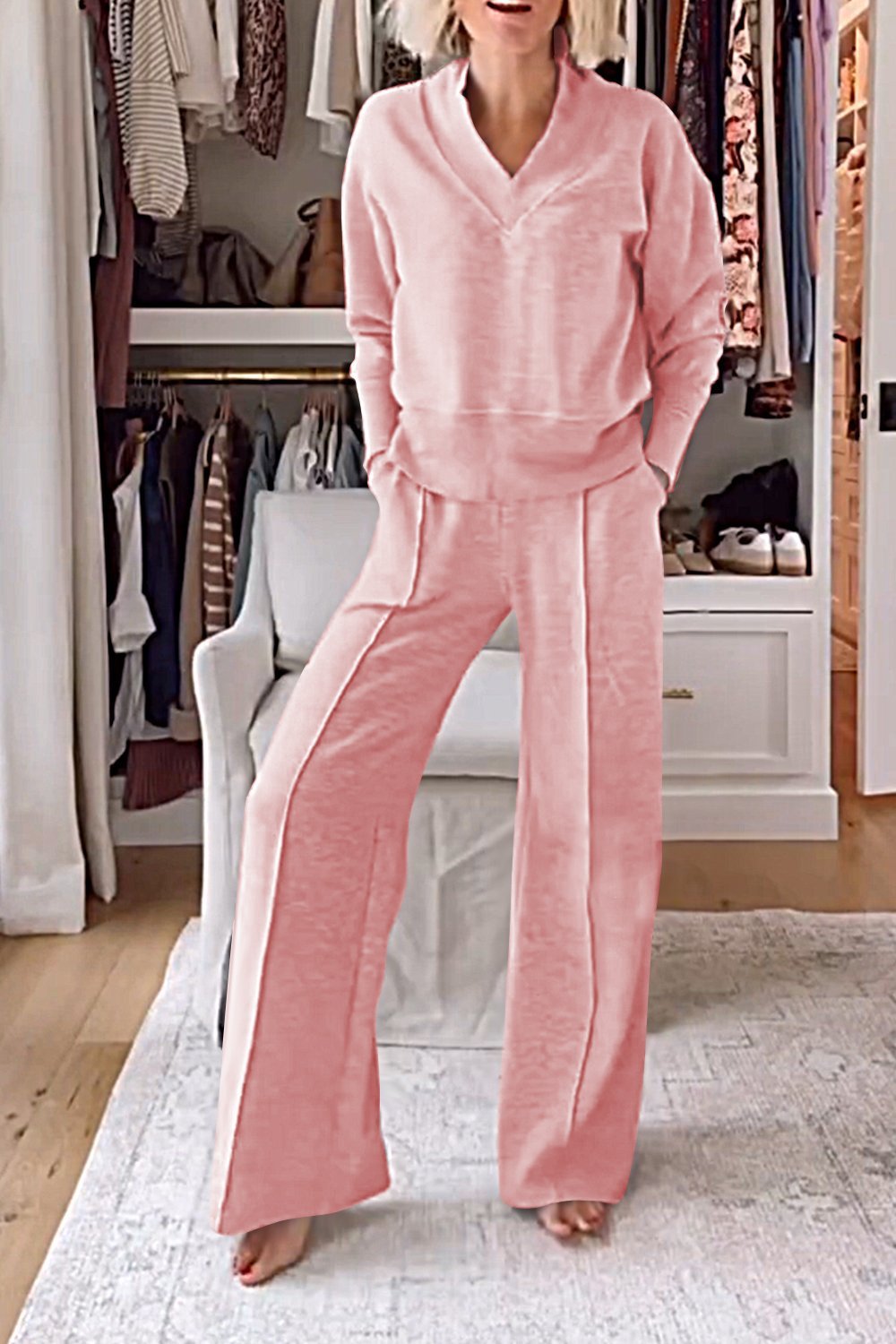 Samantha V-neck Top &amp; Pants Set